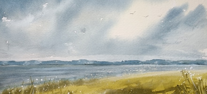 Coastal watercolour by Kenda Taylor